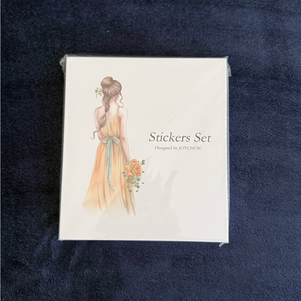 Stickers Set - Cream and Peach Illustrated Girl Design